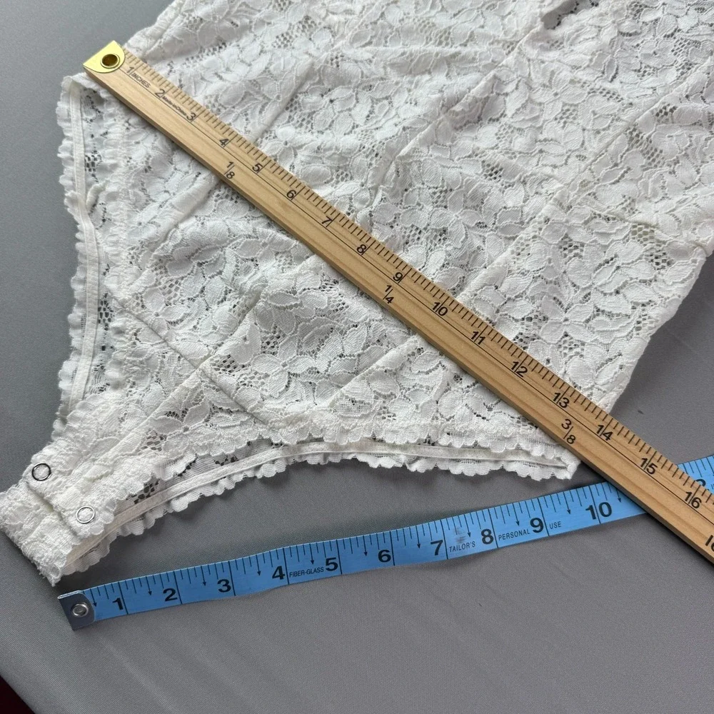 Free People Intimately Lingerie M Avery‎ White Lace bodysuit Racerback Romantic